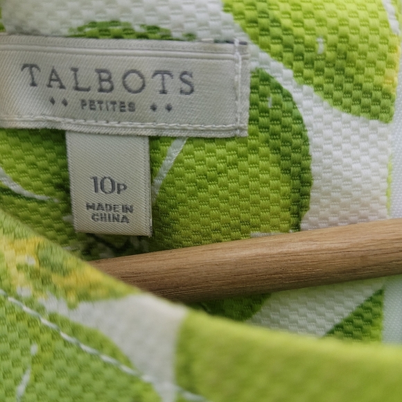 Talbots Petite All Over Lime Print Dress Stretch Twill Summer Vacation Size 10P - Picture 7 of 8